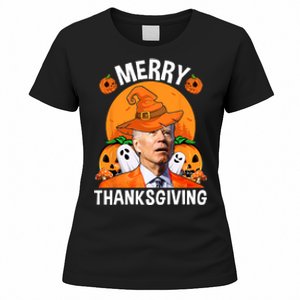 Funny Joe Biden Happy Halloween Merry Thanksgiving Women's T-Shirt