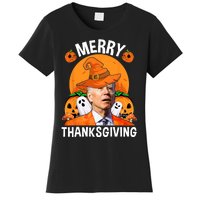 Funny Joe Biden Happy Halloween Merry Thanksgiving Women's T-Shirt