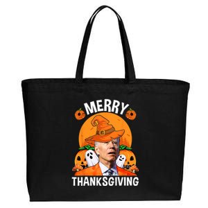 Funny Joe Biden Happy Halloween Merry Thanksgiving Cotton Canvas Jumbo Tote