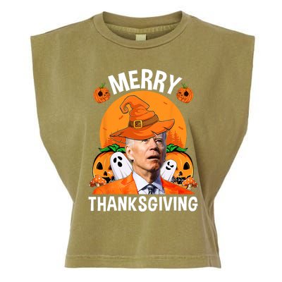 Funny Joe Biden Happy Halloween Merry Thanksgiving Garment-Dyed Women's Muscle Tee