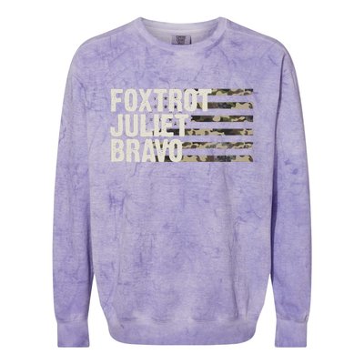 Foxtrot Juliet Bravo Camo Military Flag Colorblast Crewneck Sweatshirt