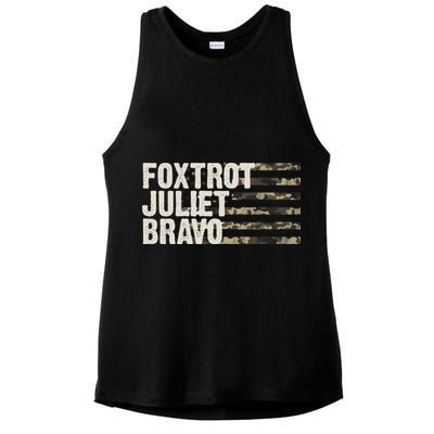 Foxtrot Juliet Bravo Camo Military Flag Ladies PosiCharge Tri-Blend Wicking Tank