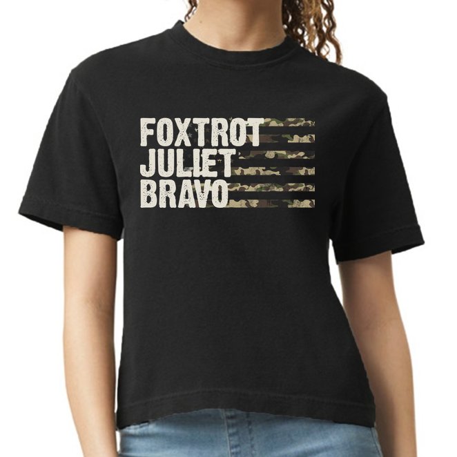 Foxtrot Juliet Bravo Camo Military Flag Comfort Colors Boxy T-Shirt