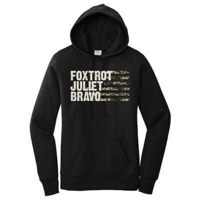 Foxtrot Juliet Bravo Camo Military Flag Women's Pullover Hoodie