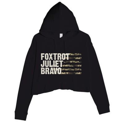 Foxtrot Juliet Bravo Camo Military Flag Crop Fleece Hoodie