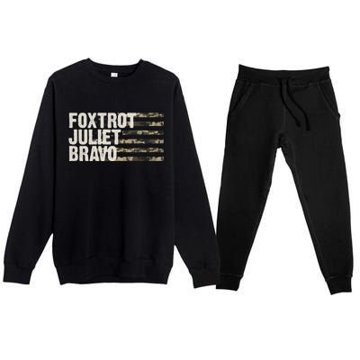 Foxtrot Juliet Bravo Camo Military Flag Premium Crewneck Sweatsuit Set