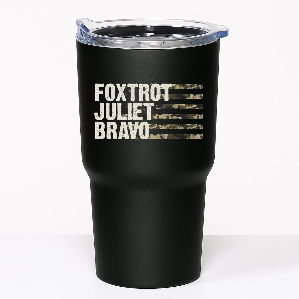 Foxtrot Juliet Bravo Camo Military Flag Tumbler