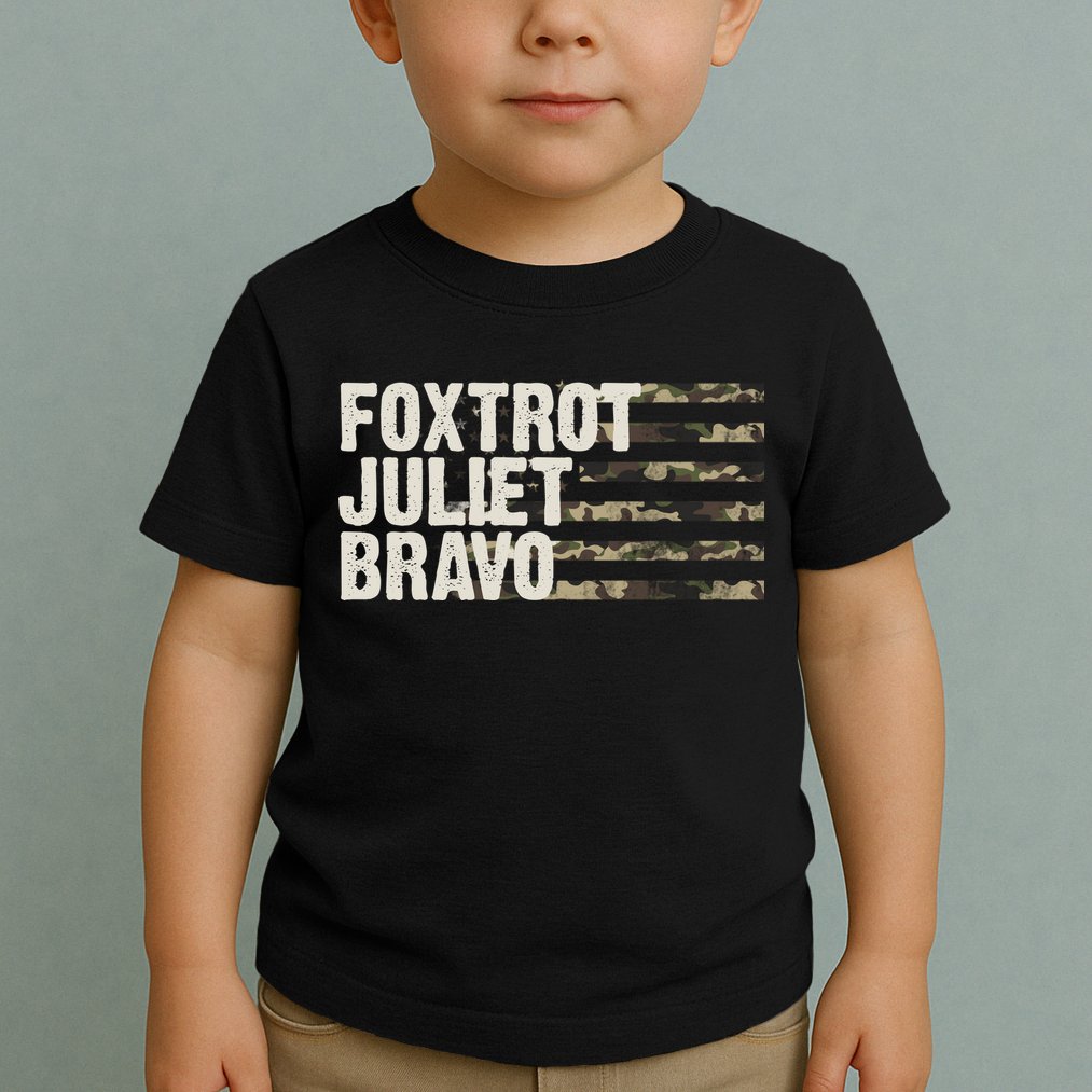 Foxtrot Juliet Bravo Camo Military Flag Toddler T-Shirt