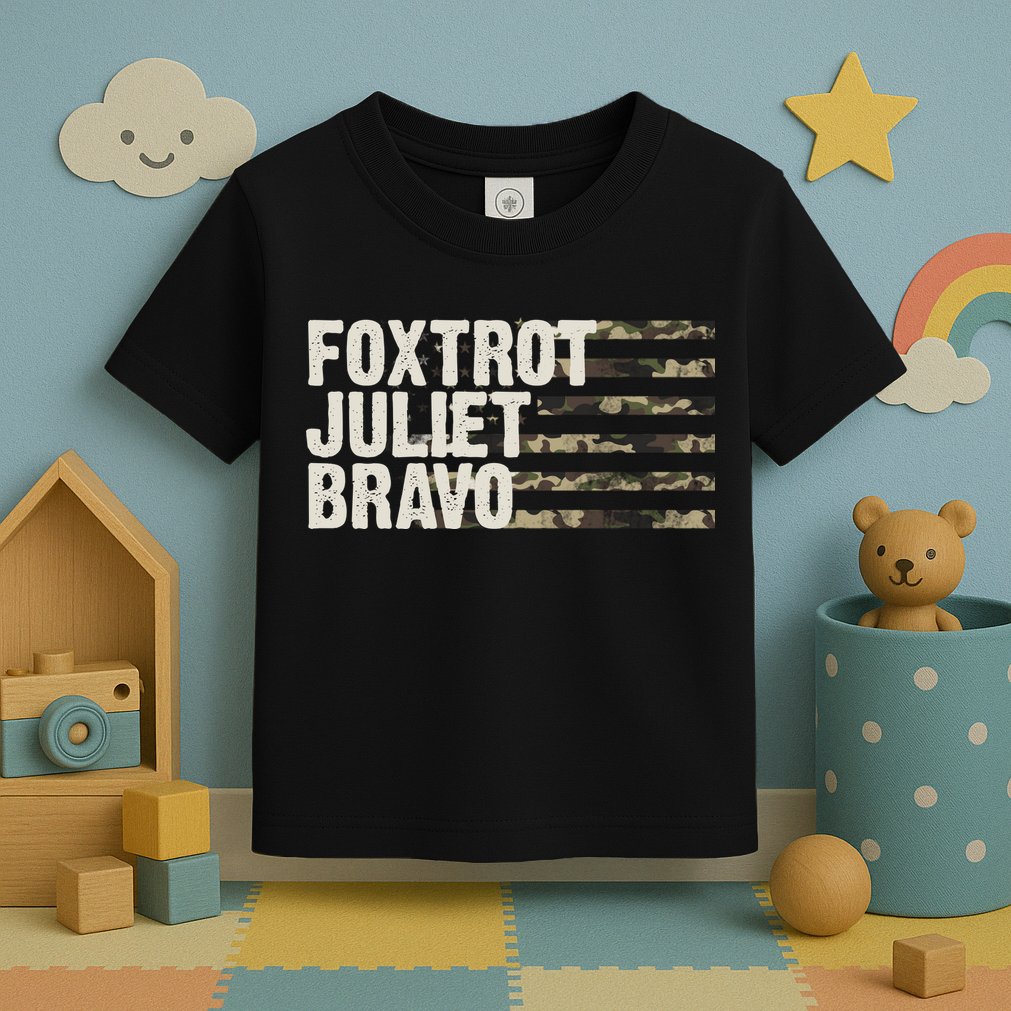Foxtrot Juliet Bravo Camo Military Flag Toddler T-Shirt