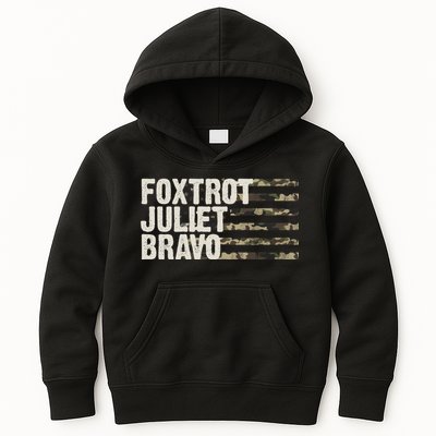 Foxtrot Juliet Bravo Camo Military Flag Kids Hoodie