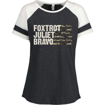 Foxtrot Juliet Bravo Camo Military Flag Enza Ladies Jersey Colorblock Tee