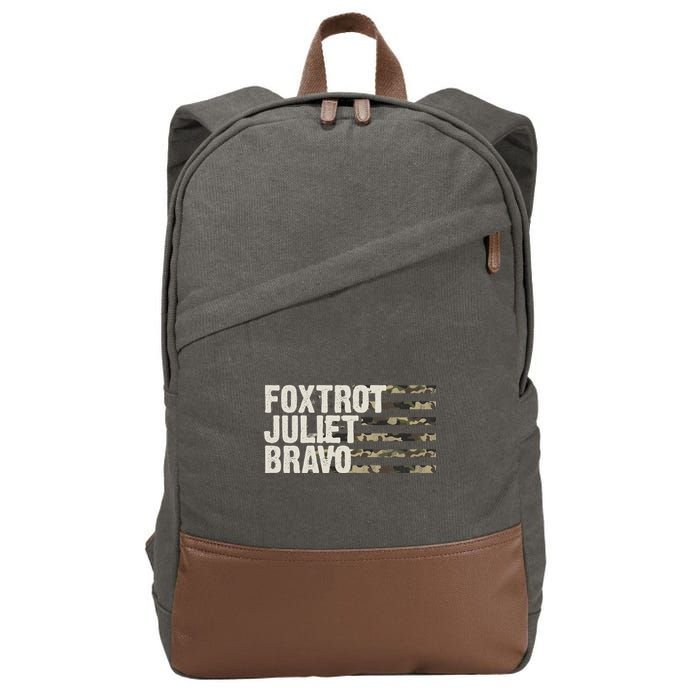 Foxtrot Juliet Bravo Camo Military Flag Cotton Canvas Backpack