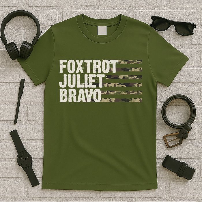 Foxtrot Juliet Bravo Camo Military Flag T-Shirt