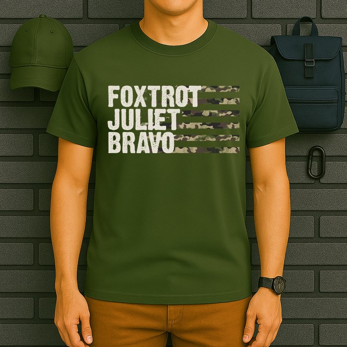 Foxtrot Juliet Bravo Camo Military Flag T-Shirt