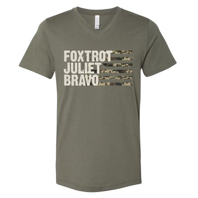 Foxtrot Juliet Bravo Camo Military Flag V-Neck T-Shirt