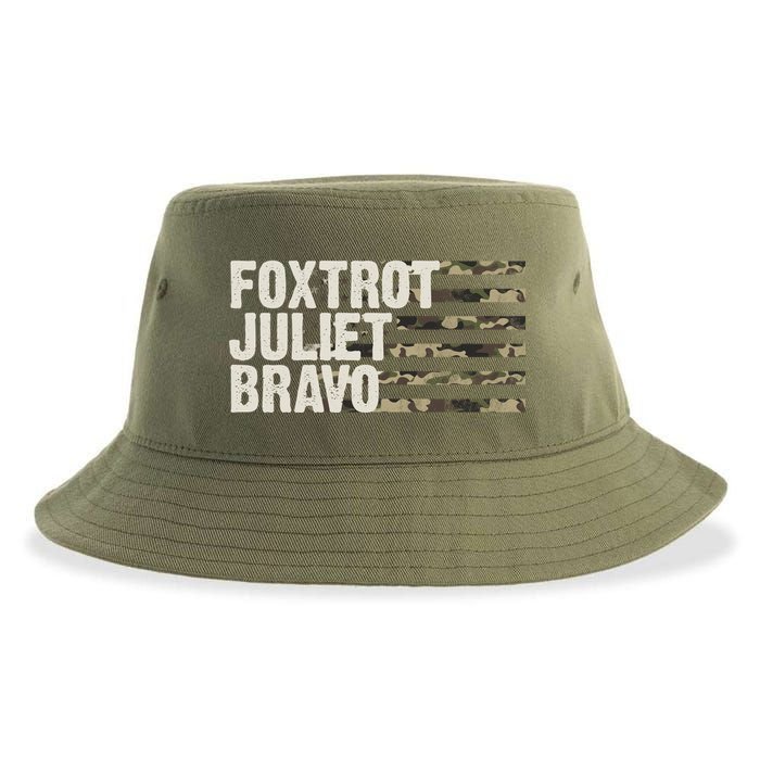 Foxtrot Juliet Bravo Camo Military Flag Sustainable Bucket Hat