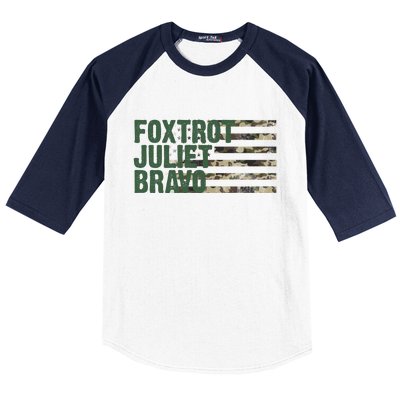 Foxtrot Juliet Bravo Camo Military Flag Baseball Sleeve Shirt