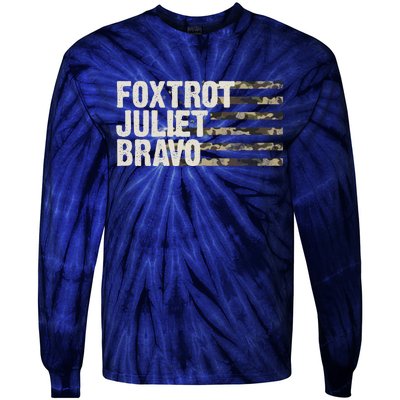 Foxtrot Juliet Bravo Camo Military Flag Tie-Dye Long Sleeve Shirt