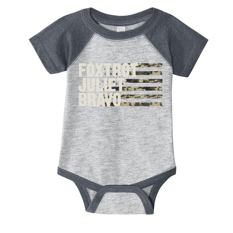 Foxtrot Juliet Bravo Camo Military Flag Infant Baby Jersey Bodysuit