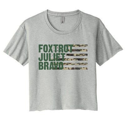 Foxtrot Juliet Bravo Camo Military Flag Women's Crop Top Tee