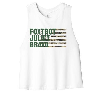 Foxtrot Juliet Bravo Camo Military Flag Women's Racerback Cropped Tank