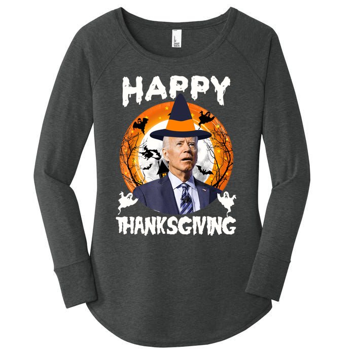 Funny Joe Biden Happy Thanksgiving Confused Happy Halloween Women's Perfect Tri Tunic Long Sleeve Shirt