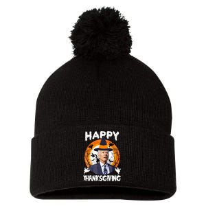 Funny Joe Biden Happy Thanksgiving Confused Happy Halloween Pom Pom 12in Knit Beanie