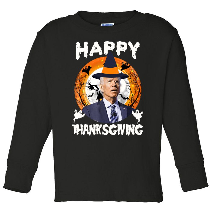 Funny Joe Biden Happy Thanksgiving Confused Happy Halloween Toddler Long Sleeve Shirt