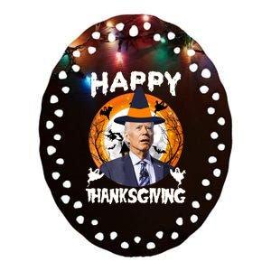 Funny Joe Biden Happy Thanksgiving Confused Happy Halloween Ceramic Oval Ornament