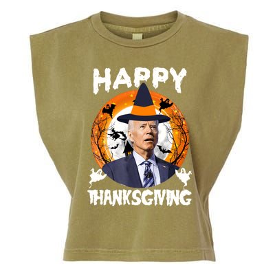 Funny Joe Biden Happy Thanksgiving Confused Happy Halloween Garment-Dyed Women's Muscle Tee