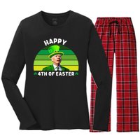 Funny Joe Biden St Patricks Day Happy 4th Of Easter Women's Long Sleeve Flannel Pajama Set 