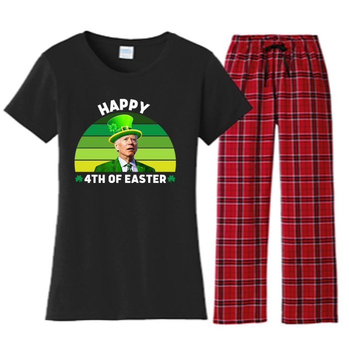 Funny Joe Biden St Patricks Day Happy 4th Of Easter Women's Flannel Pajama Set