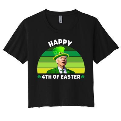 Funny Joe Biden St Patricks Day Happy 4th Of Easter Women's Crop Top Tee