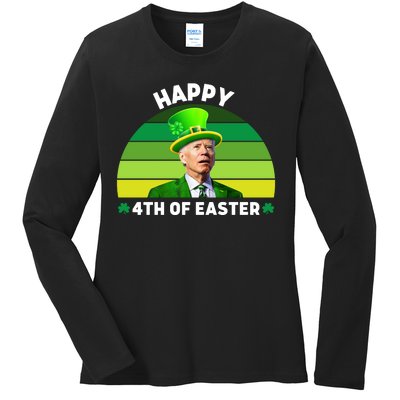 Funny Joe Biden St Patricks Day Happy 4th Of Easter Ladies Long Sleeve Shirt