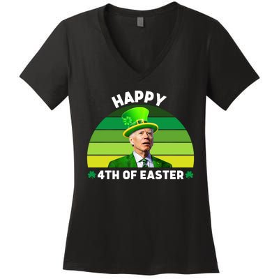 Funny Joe Biden St Patricks Day Happy 4th Of Easter Women's V-Neck T-Shirt