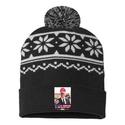 Funny Joe Biden Wearing A Trump Hat Gift USA-Made Snowflake Beanie