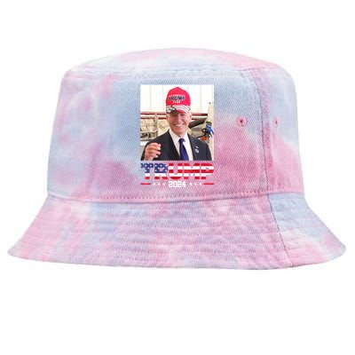 Funny Joe Biden Wearing A Trump Hat Gift Tie-Dyed Bucket Hat