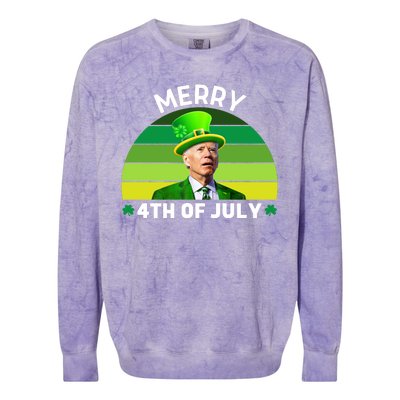 Funny Joe Biden St Patricks Day Merry 4th Of July Colorblast Crewneck Sweatshirt