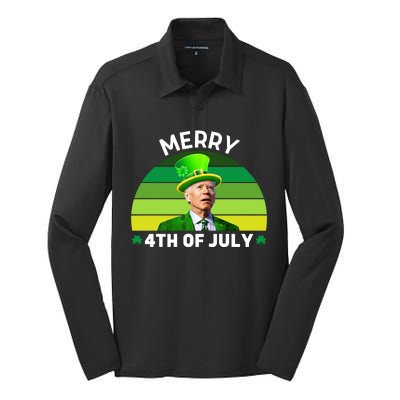 Funny Joe Biden St Patricks Day Merry 4th Of July Silk Touch Performance Long Sleeve Polo