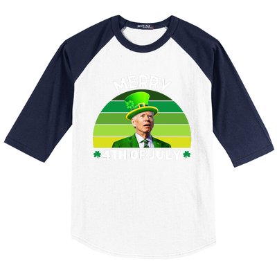 Funny Joe Biden St Patricks Day Merry 4th Of July Baseball Sleeve Shirt