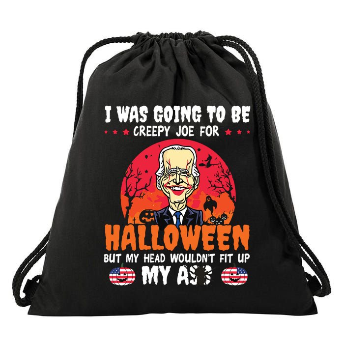 Funny Joe Biden I Was Going To Be Creepy Joe For Halloween Drawstring Bag