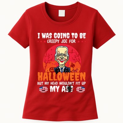 Funny Joe Biden I Was Going To Be Creepy Joe For Halloween Womens T-Shirt