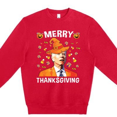 Funny Joe Biden Happy Halloween Merry Thanksgiving Premium Crewneck Sweatshirt