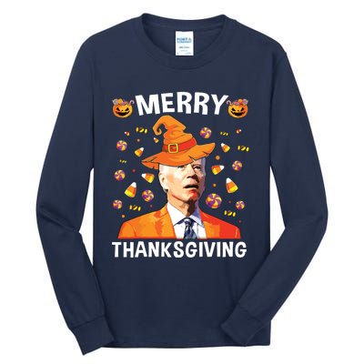 Funny Joe Biden Happy Halloween Merry Thanksgiving Tall Long Sleeve T-Shirt