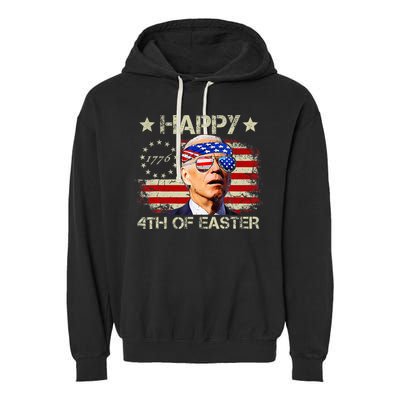 Funny Joe Biden 4th Of July Happy 4th Of Easter Us Flag Garment-Dyed Fleece Hoodie