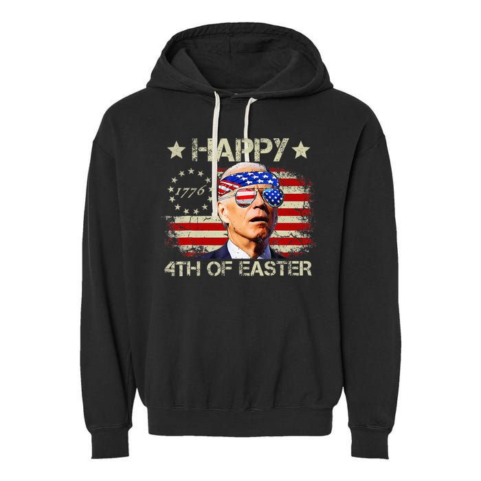 Funny Joe Biden 4th Of July Happy 4th Of Easter Us Flag Garment-Dyed Fleece Hoodie