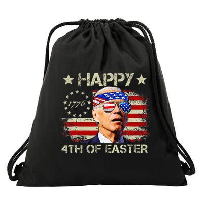 Funny Joe Biden 4th Of July Happy 4th Of Easter Us Flag Drawstring Bag