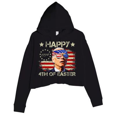 Funny Joe Biden 4th Of July Happy 4th Of Easter Us Flag Crop Fleece Hoodie