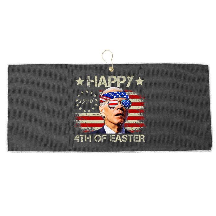 Funny Joe Biden 4th Of July Happy 4th Of Easter Us Flag Large Microfiber Waffle Golf Towel