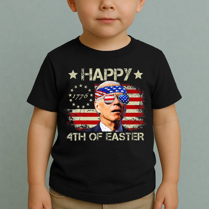 Funny Joe Biden 4th Of July Happy 4th Of Easter Us Flag Toddler T-Shirt